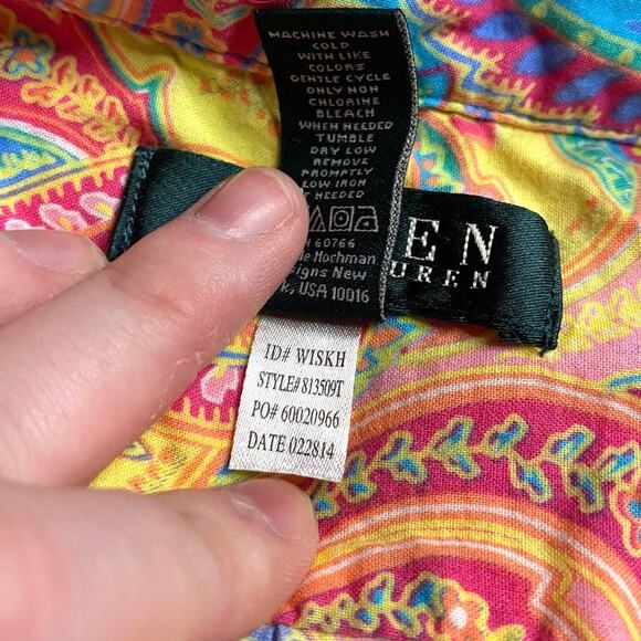 Lauren Ralph Lauren Multicolor Paisley Oversized Cotton Button Down Shirt Size M - Picture 3 of 6